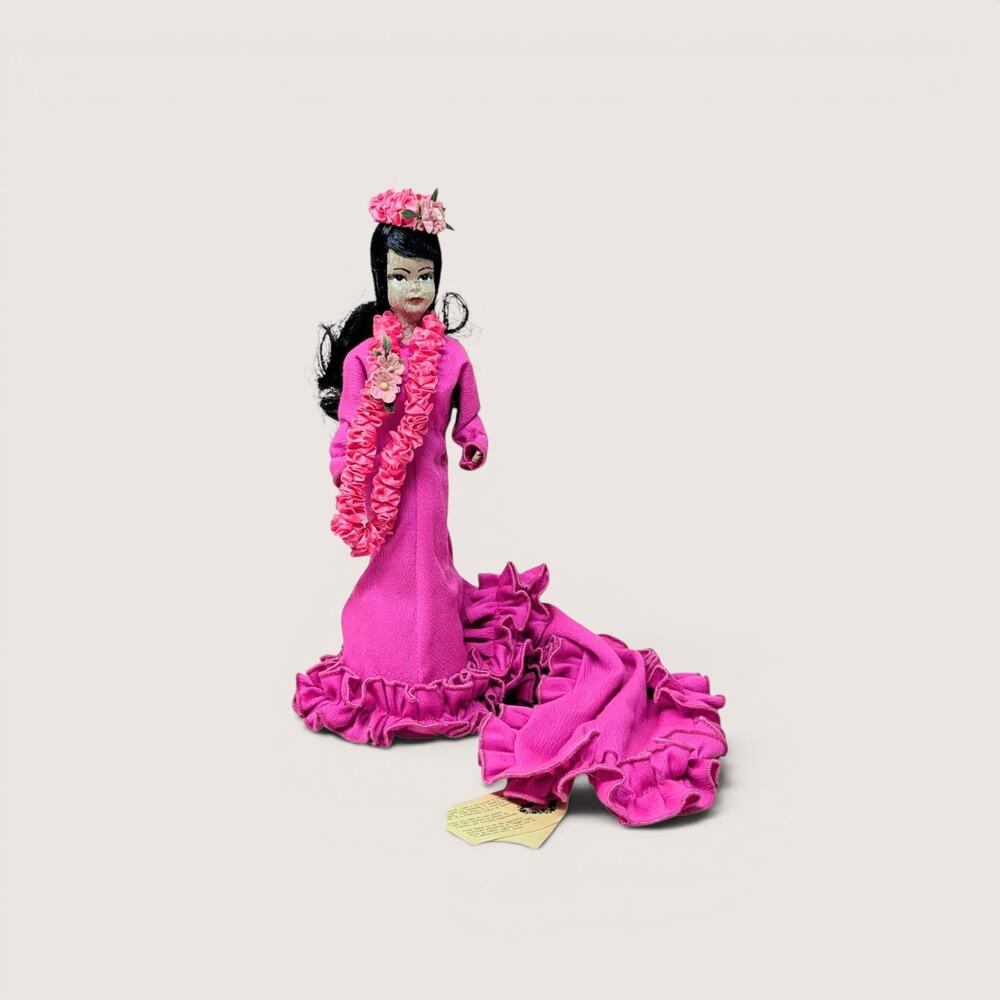 Mid-Century Makaleka Hawaiian Princess Pink Dress Souvenir Doll